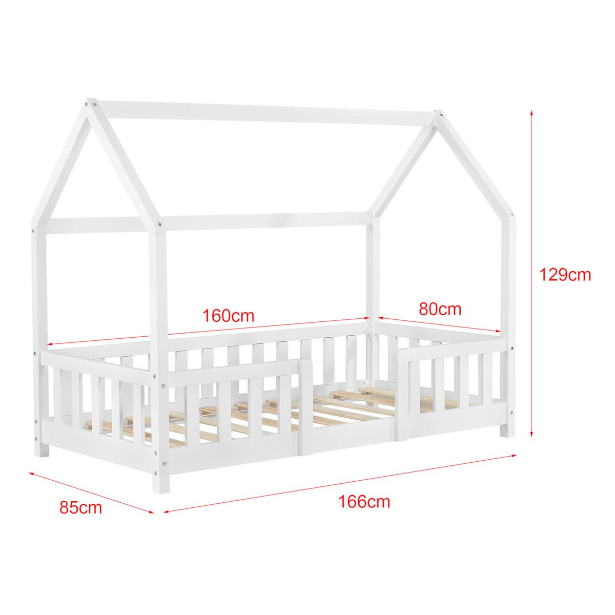 HAUSBETT Sisimiut - Weiß, Holz (80/160cm) - [en.casa]