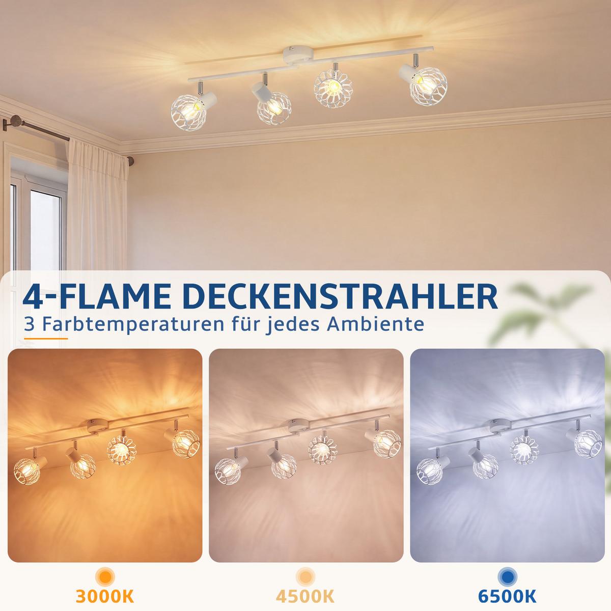 DECKENSTRAHLER Nyveth 70/10/18 cm - Weiß, Metall (70/10/18cm) - ZMH