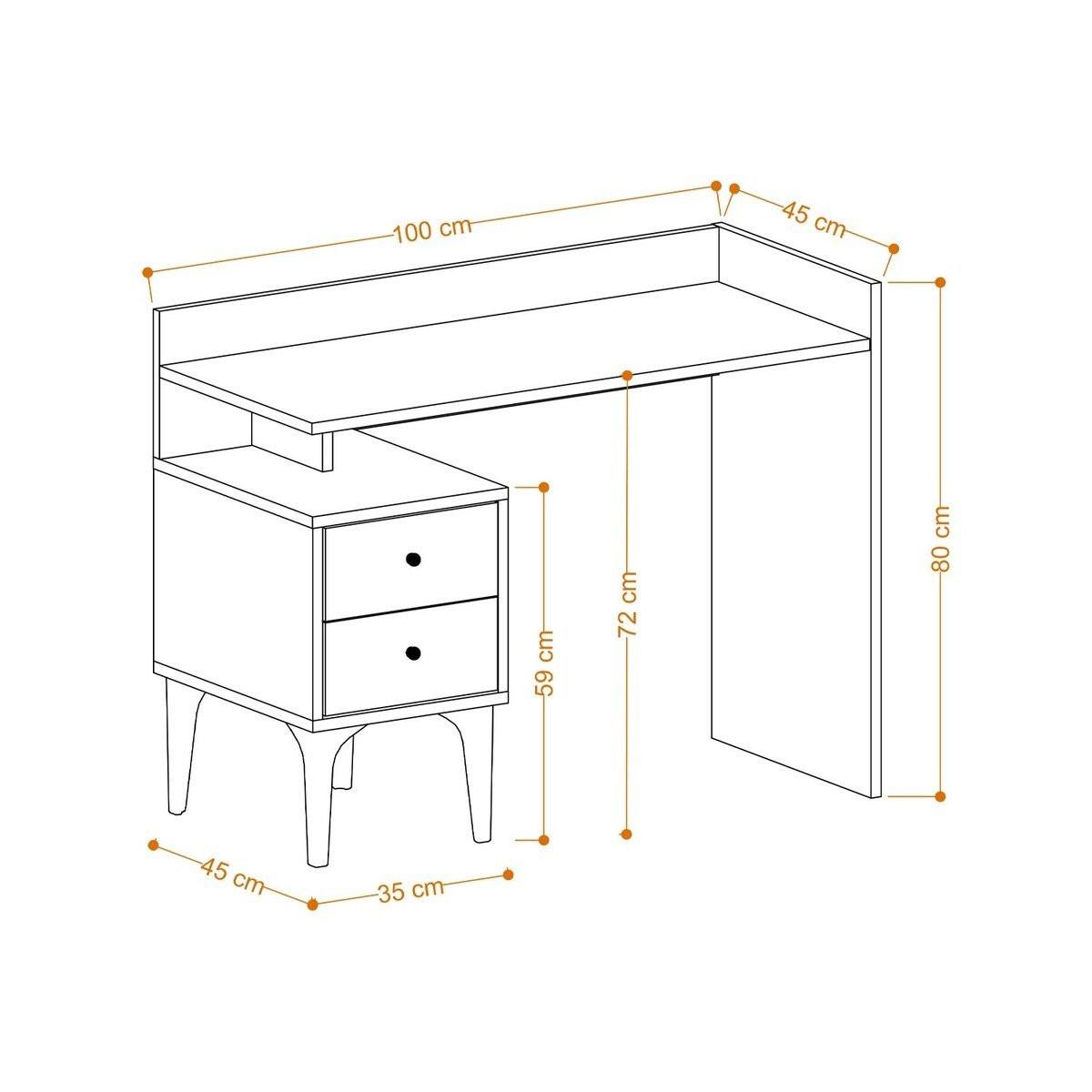SCHREIBTISCH mit 2 Aufbewahrungsschubladen Holzdekor Eiche B100 cm - PUUK - Apfelbaumfarben, Holzwerkstoff (100/45/80cm) - Calicosy