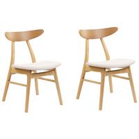 ESSZIMMERSTUHL 2er-Set Gummibaumholz Hellbraun/Hellbeige Lynn - Hellbraun, Holz/Textil (49/78/47cm) - Beliani