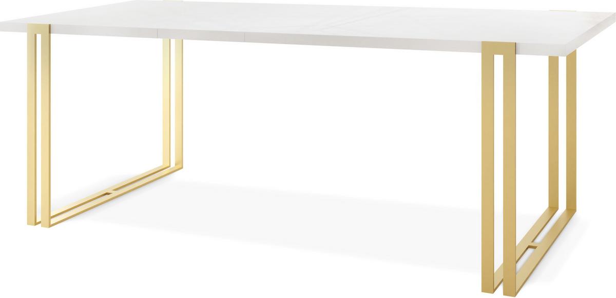 ESSTISCH Stella rechteckig ausziehbar, Weiß 120-220/80/76 cm - Goldfarben/Weiß, Holzwerkstoff/Metall (80/220/76cm) - WFL GROUP