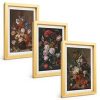 BILDER SET 3er Set - 20x30 cm Goldrahmen - Blumenarrangements in Vasen - Goldfarben, Kunststoff (20/30cm) - TULUP