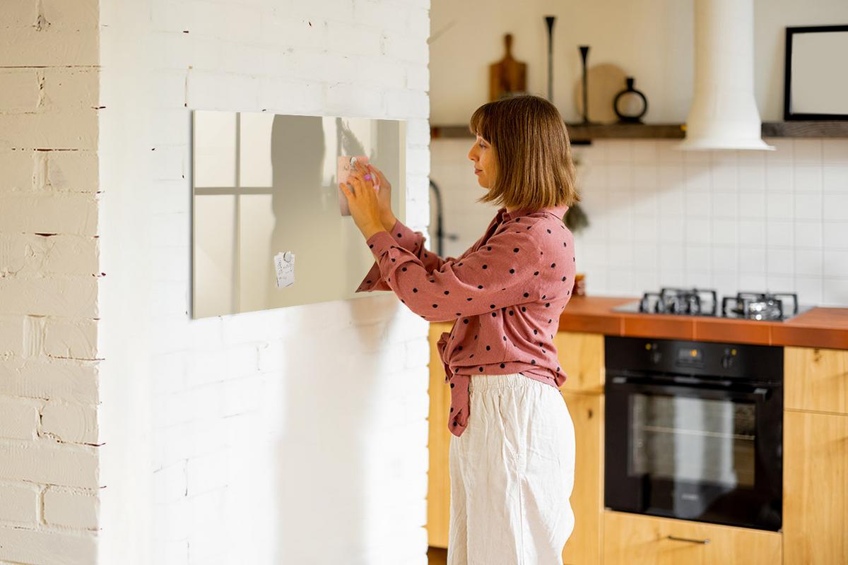 MAGNETTAFEL 90x60 Beige schwarzer Marker - Sandfarben, Glas (90/0.4/60cm) - TULUP