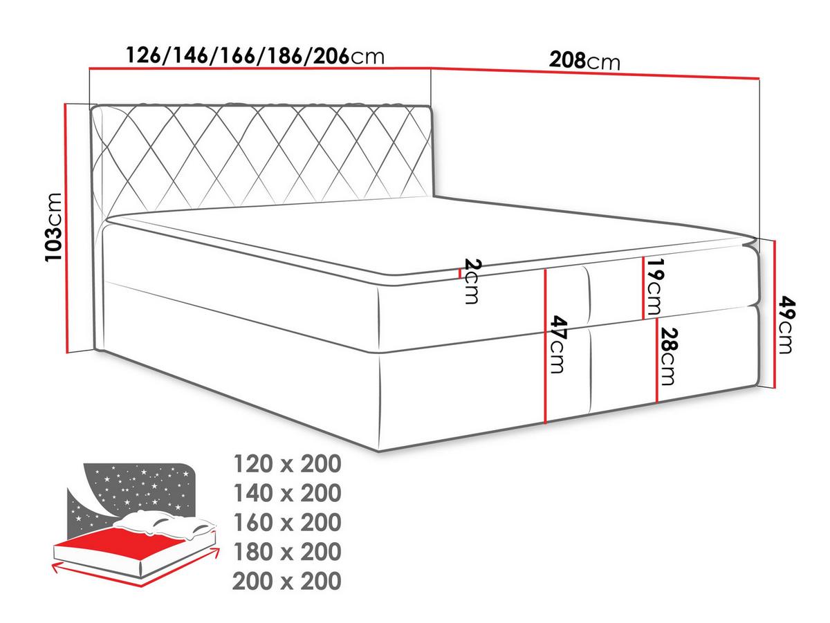 BOXBETT Paros - H3 - Grau, Holz (180/200cm) - MIRJAN24
