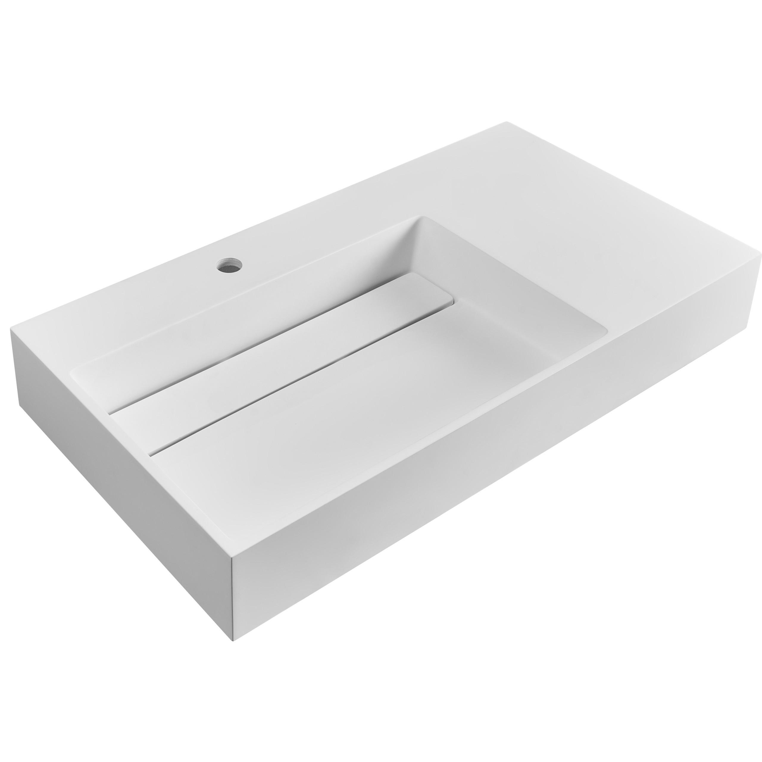 HÄNGEWASCHBECKEN Weiß 90/48 cm Mineralguss Cusco - Weiß, Naturmaterialien (90/13/48cm) - Beliani