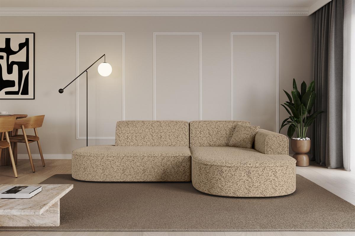 ECKSOFA Ottomane Rechts MARI-L1 - 243x171x79 cm Braun Tissu - Schwarz/Braun, Holzwerkstoff/Kunststoff (171/243cm) - ALTDECOR
