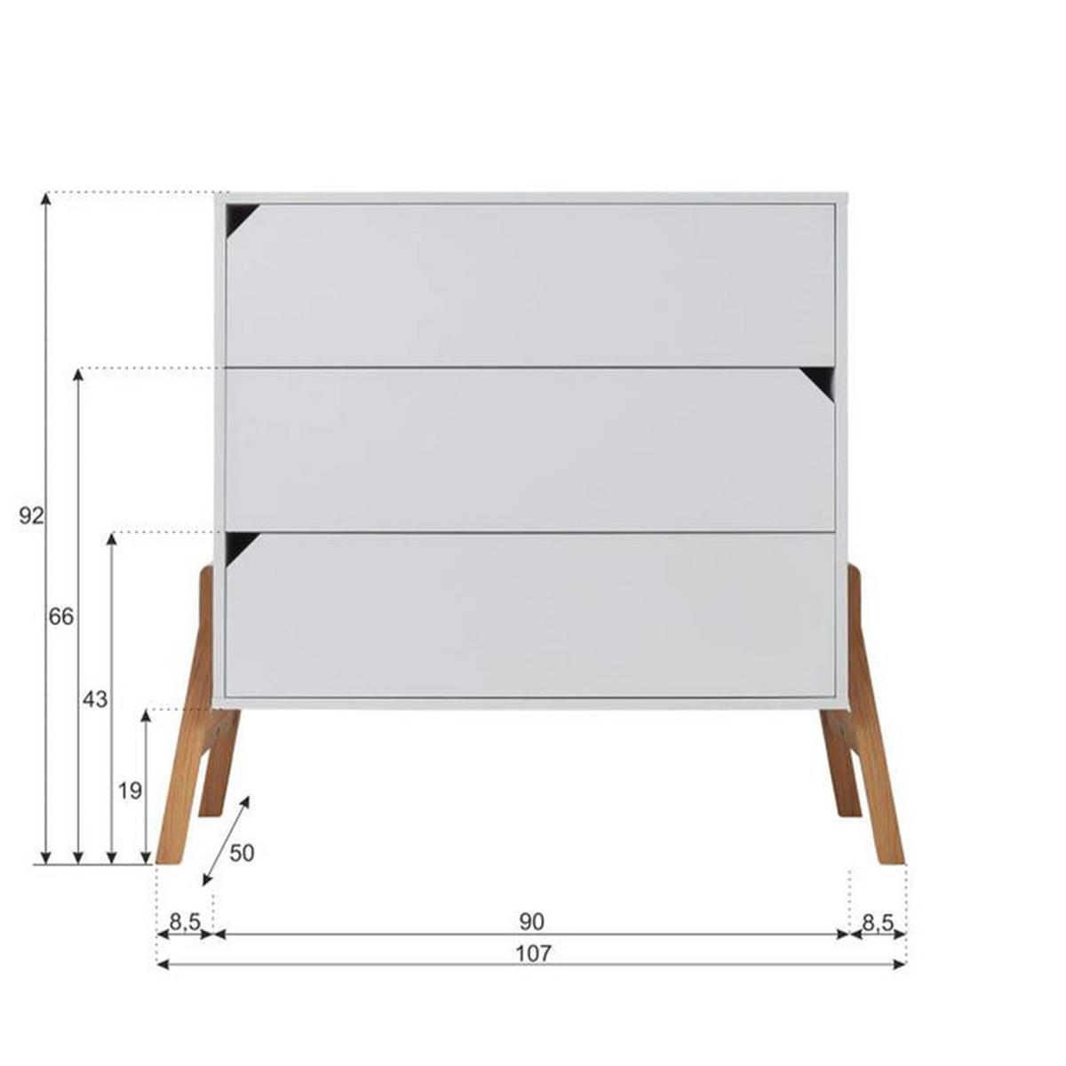 KOMMODE Weiß - Weiß, Holzwerkstoff (107/91/50cm) - Petits-meubles