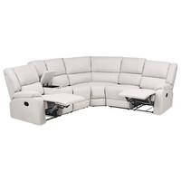 ECKSOFA manuell verstellbar Stoff Cremeweiß Hellbeige linksseitig Rokke - Creme, Textil (229/196cm) - Beliani