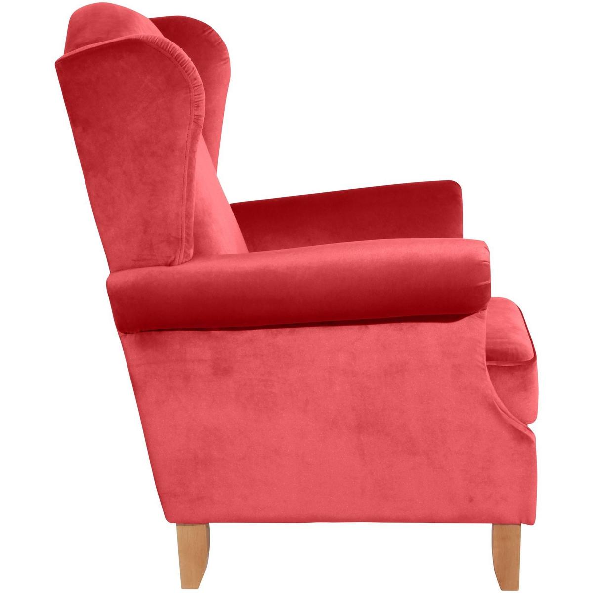 OHRENSESSEL Katria Bezug Samtvelours Buche natur / rot - Rot, Kunststoff (88/108/84cm) - 58aufmkessel