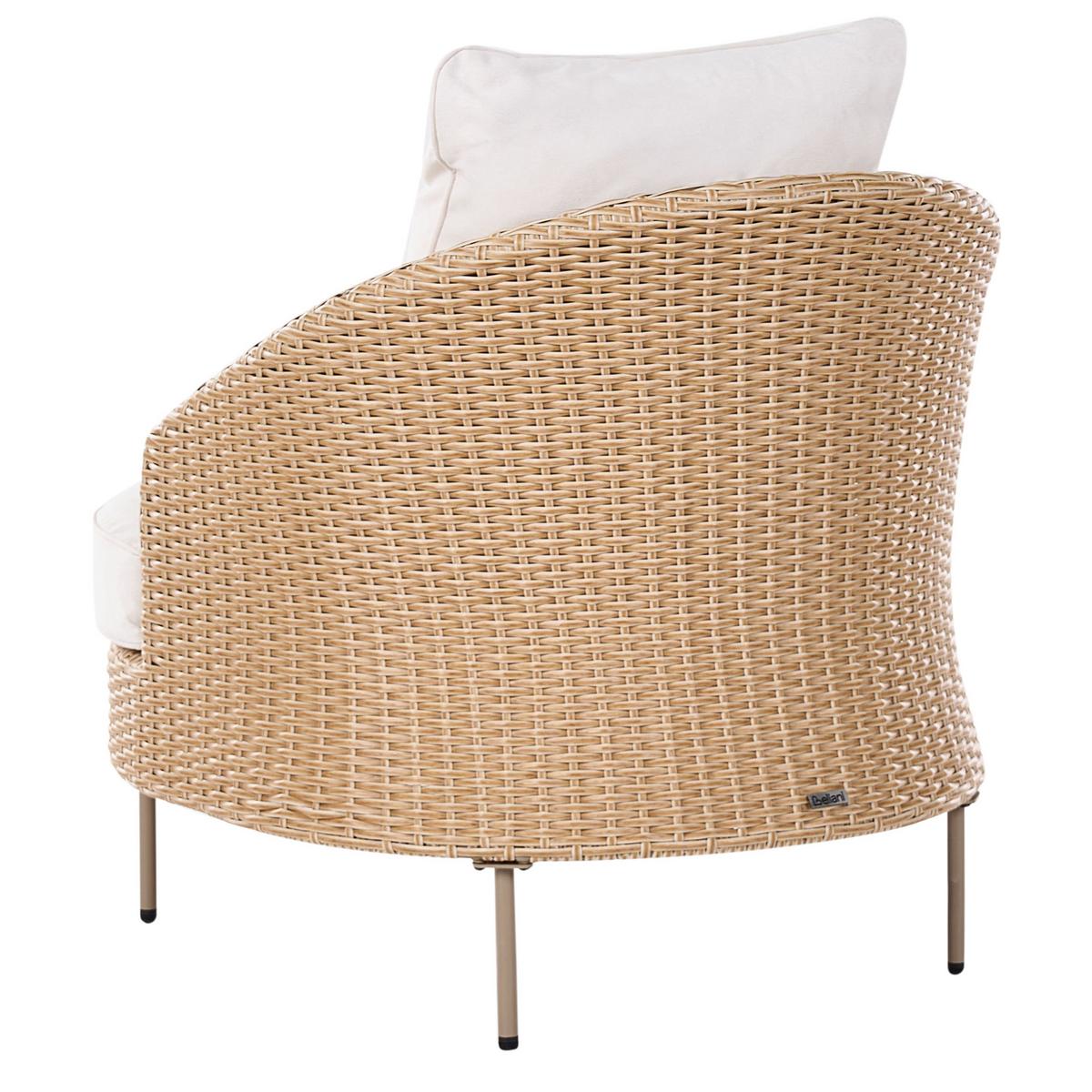 GARTENSESSEL mit Ottomane Polyrattan Beige Arcille - Beige, Kunststoff (80/80/93cm) - Beliani