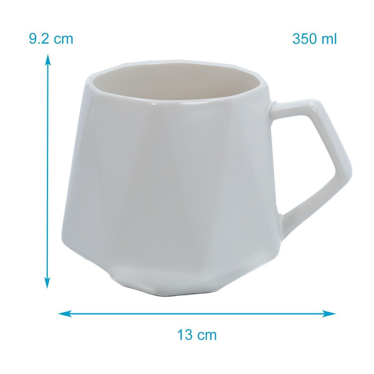 TEETASSE in Feinschliff Optik 350 ml (4-tlg.) - Weiß, Keramik (0.35L) - Intirilife