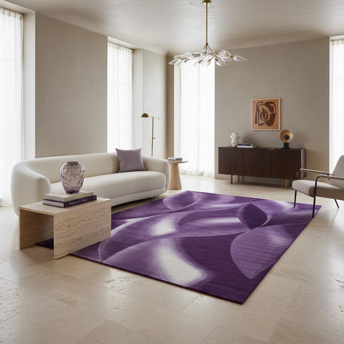 TEPPICH Kurzflor INN in Violett, mit abstraktem Wellenmuster, 240 x 340 cm - Lila, Textil (340/240cm) - KADIMA DESIGN