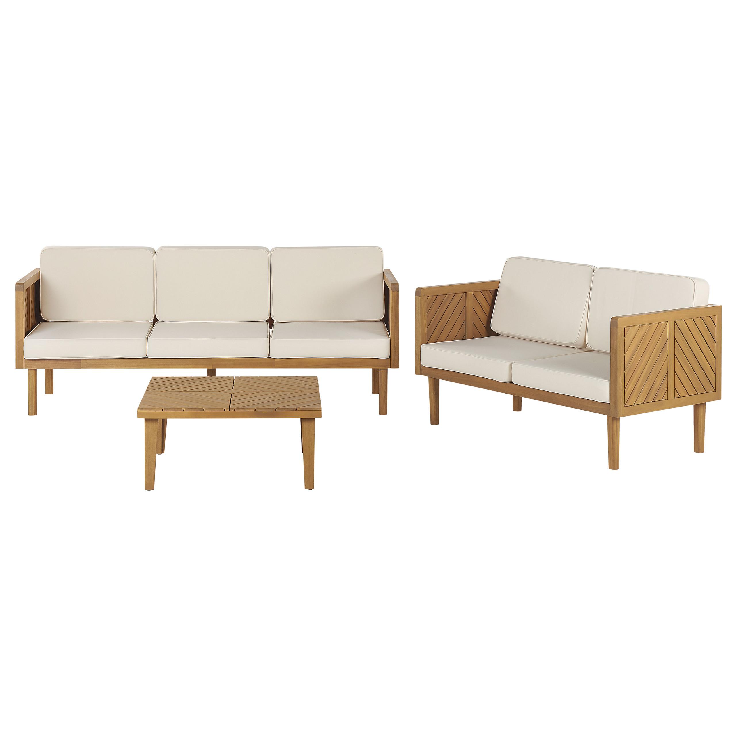 LOUNGE-SET 5-sitzer Akazienholz Hellbraun Baratti - Hellbraun, Holz - Beliani
