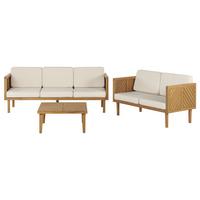 LOUNGE-SET 5-sitzer Akazienholz Hellbraun Baratti - Hellbraun, Holz - Beliani