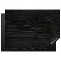 HERDABDECKPLATTE Schwarz - Holzoptik Herdabdeckung Induktionsfeld 75x52 cm - Schwarz, Kunststoff (75/52/0.2cm) - MuchoWow