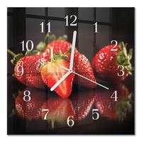 WANDUHR aus Glas 30x30 cm - Erdbeeren - Rot, Glas (30/30/0.4cm) - TULUP