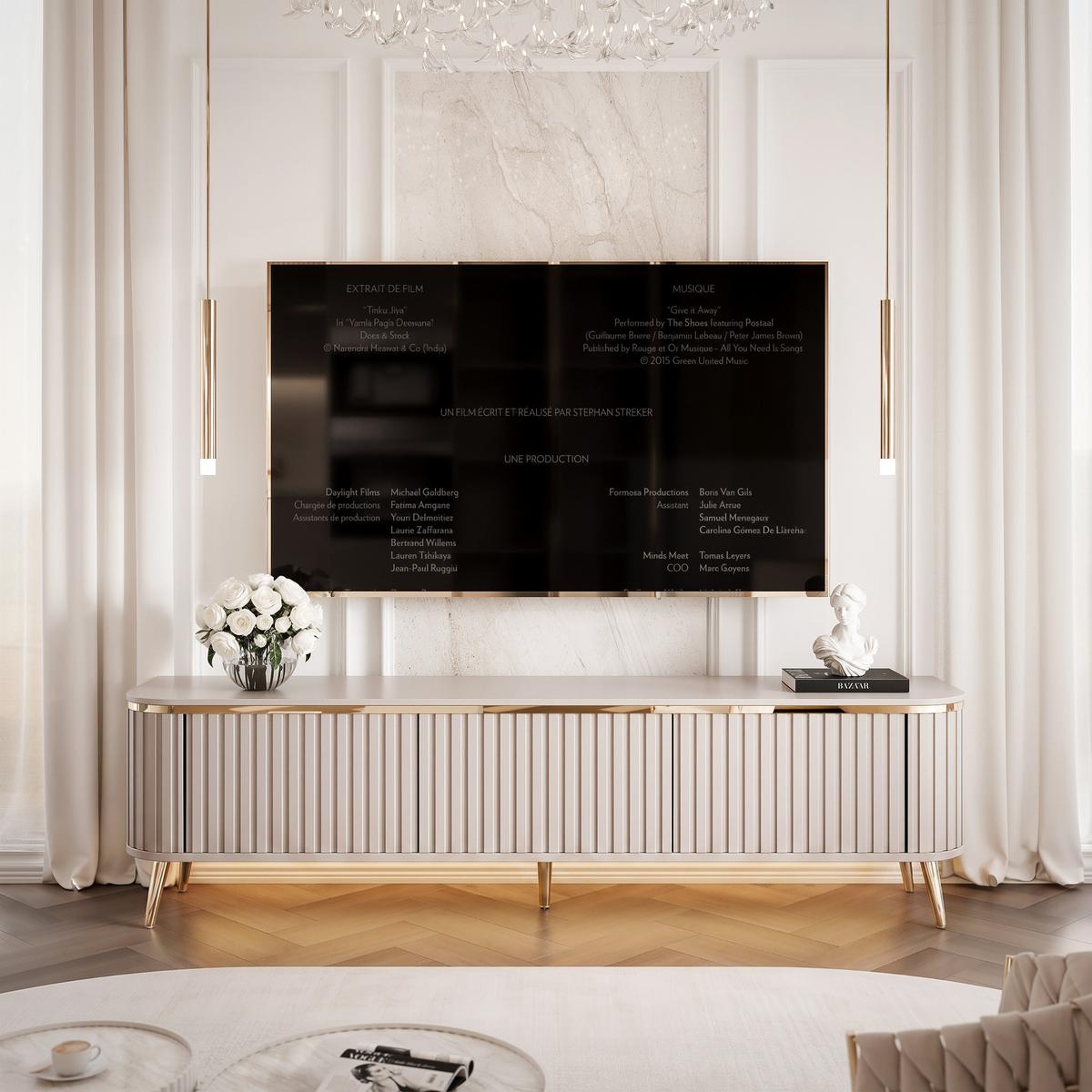 TV-LOWBOARD AZELIA 165 cm, mit LED-Beleuchtung, Kaschmir - Kaschmir, Holzwerkstoff (165/44/35cm) - Idohome