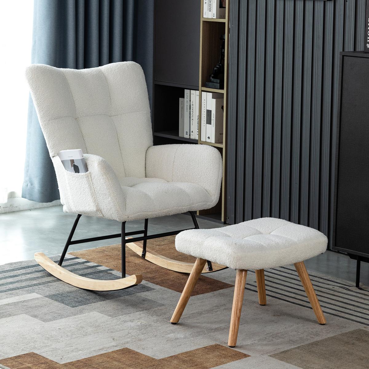 SCHAUKELSTUHL White - Weiß, Textil (69/33/69cm) - Urban Meuble