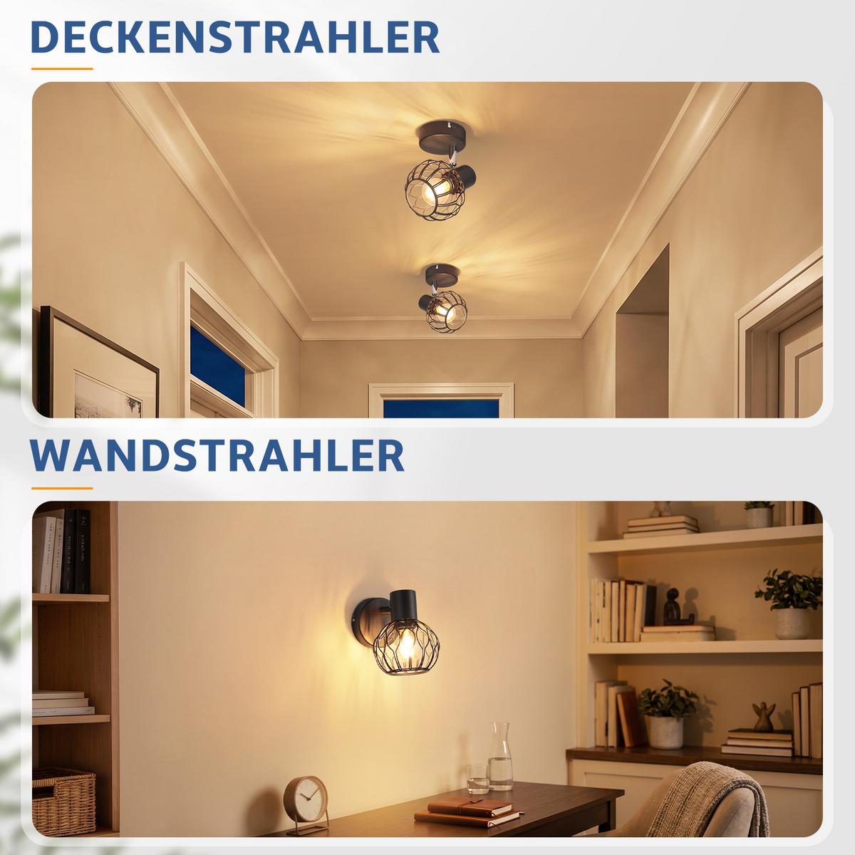 DECKENSTRAHLER Dythvin 16.5/10/12.5 cm - Schwarz, Metall (16.5/10/12.5cm) - ZMH