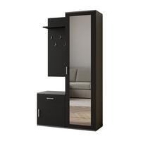 GARDEROBENSCHRANK Magnola Grau Schwarz 100/180,5/35 cm – Modern, mit Spiegel und viel Stauraum - Schwarz/Grau, Holzwerkstoff/Kunststoff (100/180.5/35cm) - AX Living