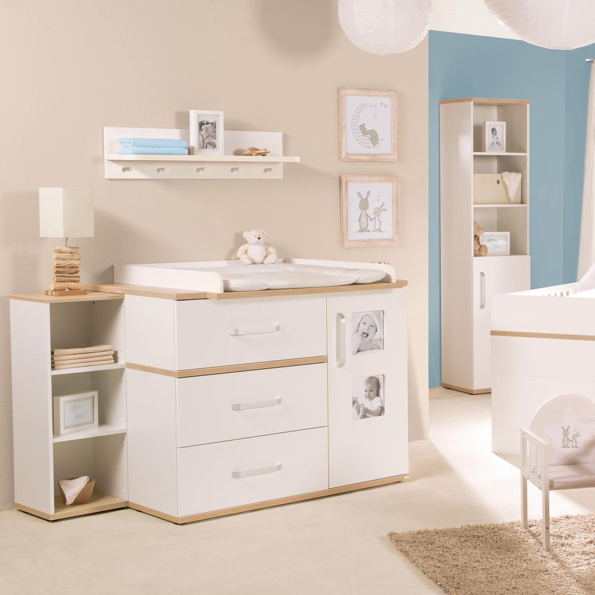 BABYZIMMER-SET Pia mit breiter Wickelkommode 2-teilig - Weiß, Holzwerkstoff (76/81/142.5cm) - Roba