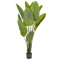 KUNSTPFLANZE im Blumentopf 187 cm Grün/Schwarz Banana Tree - Schwarz/Grün, Kunststoff (187cm) - Beliani