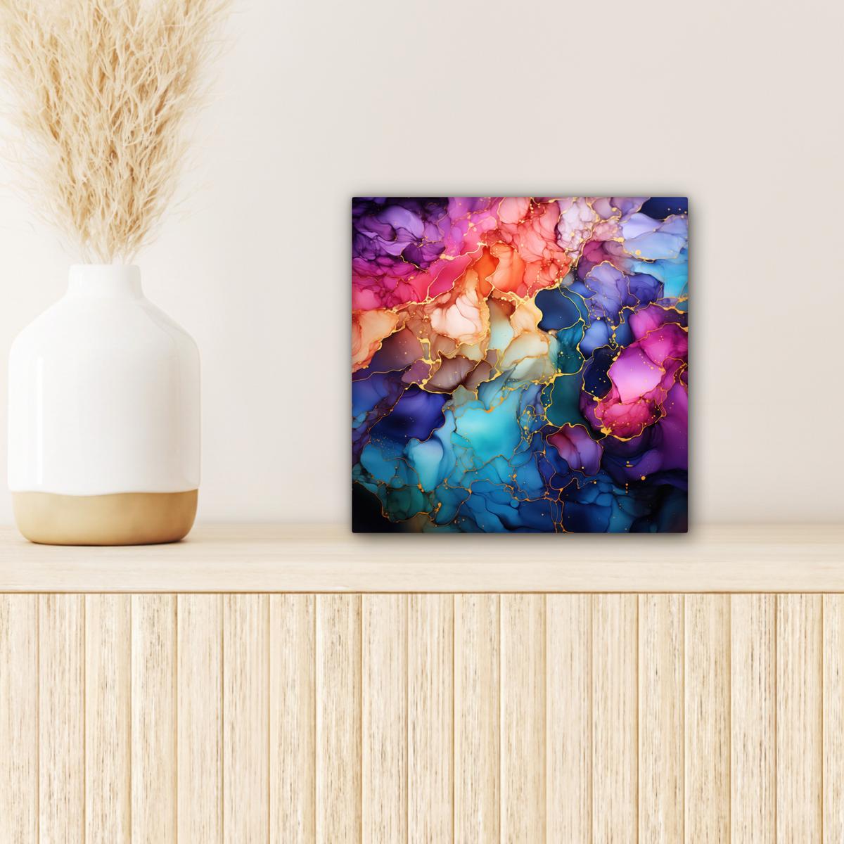 LEINWANDBILD Marmor - Bunt - Abstrakt Deko Wohnzimmer 20x20 cm - Multicolor, Textil (20/20cm) - MuchoWow