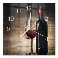 WANDUHR aus Glas 30x30 cm - Wein - Rot, Glas (30/30/0.4cm) - TULUP