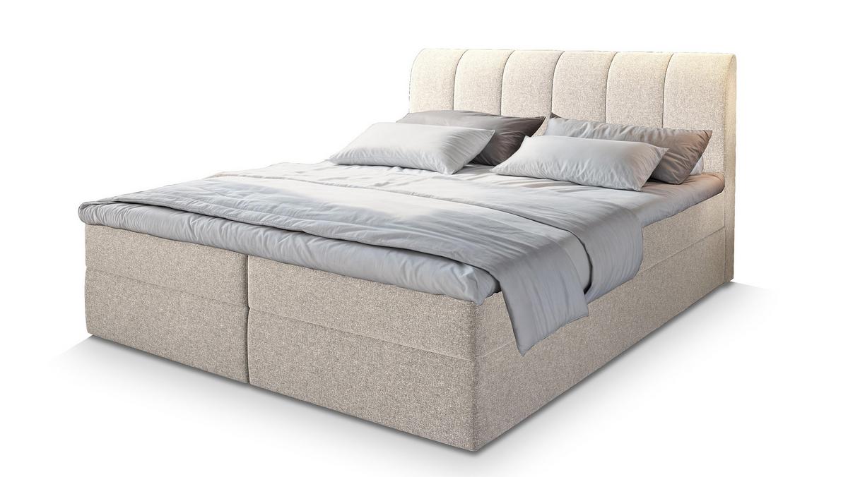 BOXBETT CEVANO 180x200 cm mit Matratze und Topper - Beige - Beige, Holz (180/200cm) - MASSENO