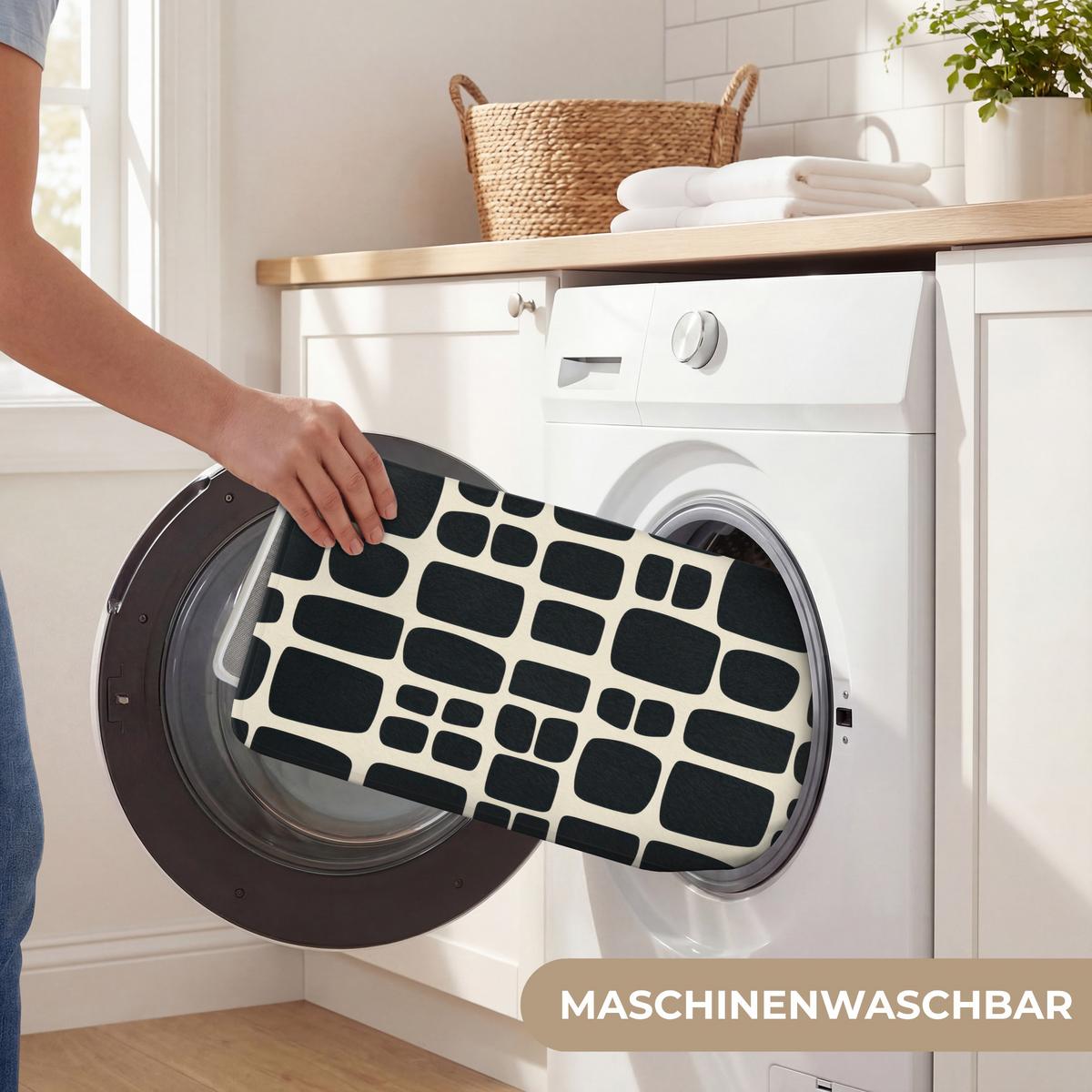 BADEMATTE Modern - Bio - Schwarz 120x60 cm - Anthrazit, Textil (120/60cm) - OnlyWow