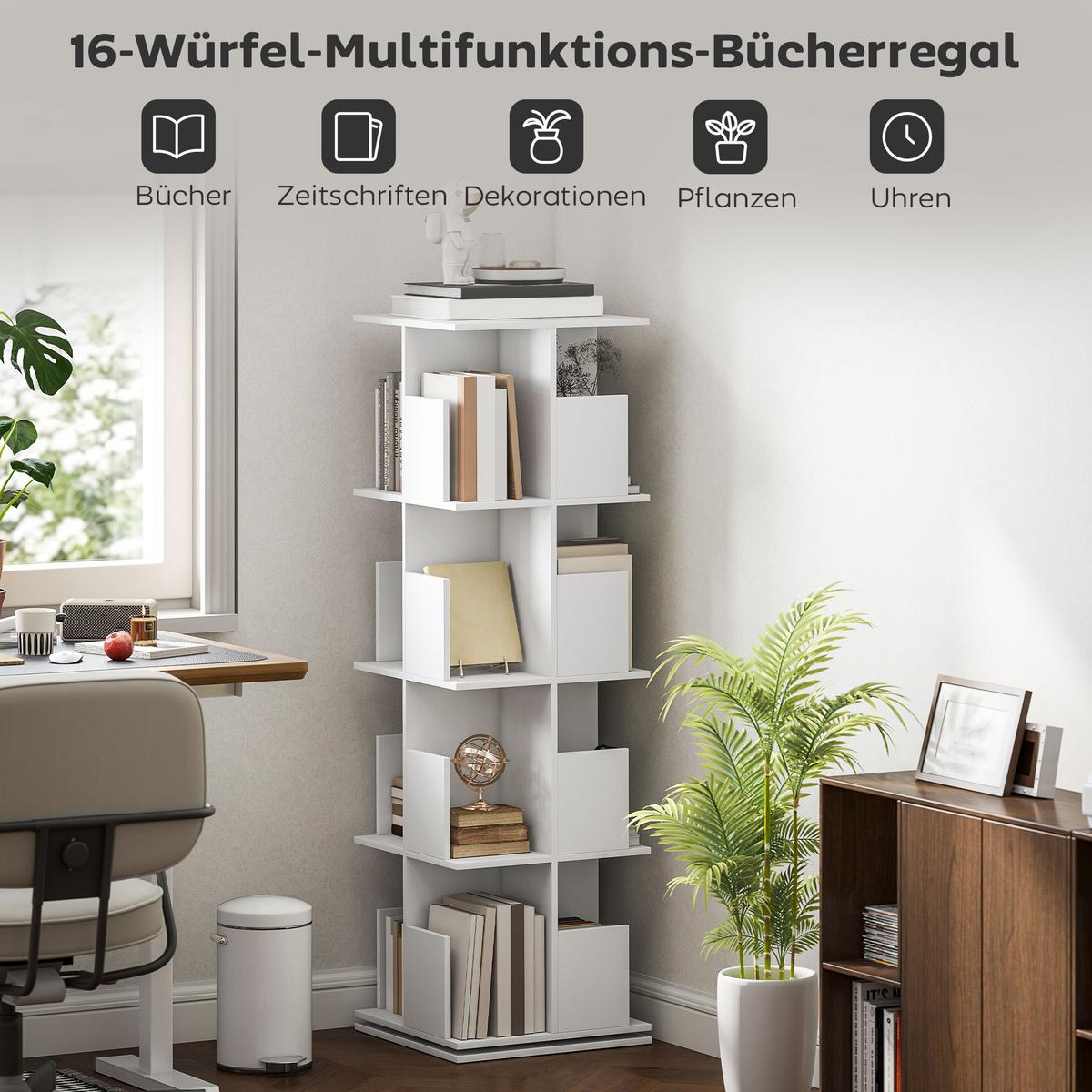 BÜCHERREGAL Spanplatte Weiß - Weiß, Holzwerkstoff (39/128.3/39cm) - HOMCOM