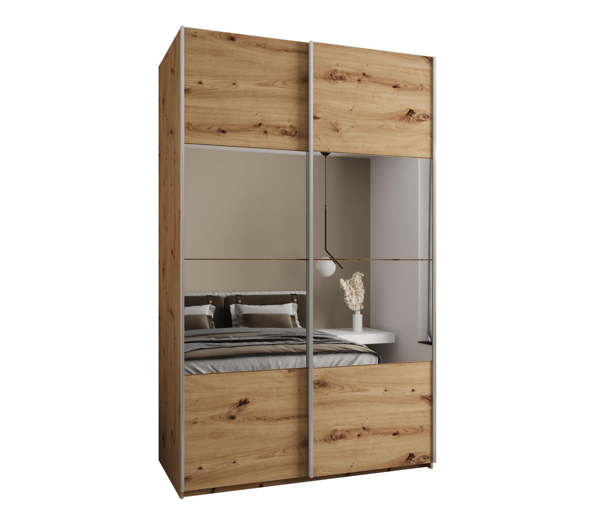 SCHWEBETÜRENSCHRANK 245,5/160/64 2-türig - Silberfarben/Eiche Artisan, Holz/Metall (160/245/64cm) - Abiks Möbel