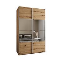 SCHWEBETÜRENSCHRANK 245,5/160/64 2-türig - Silberfarben/Eiche Artisan, Holz/Metall (160/245/64cm) - Abiks Möbel