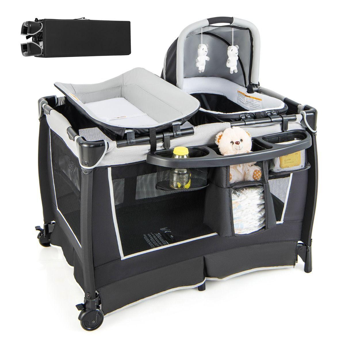 REISEBETT mit Matratze grau - Grau, Textil - COSTWAY