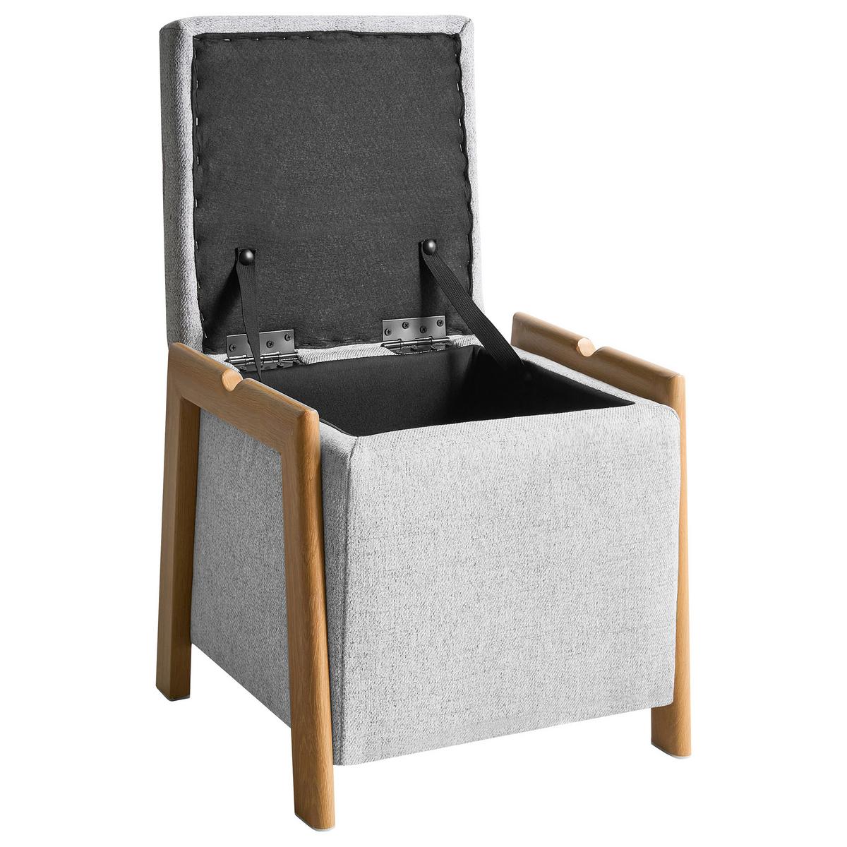 POUF mit Stauraum Stoff 45 cm Hellgrau Edland - Hellgrau, Textil (45/44/43cm) - Beliani