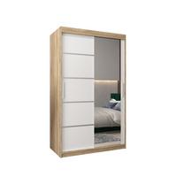 SCHWEBETÜRENSCHRANK 200/120/62 2-türig - Silberfarben/Weiß, Holz/Kunststoff (120/200/62cm) - MÖBEL KRYSPOL