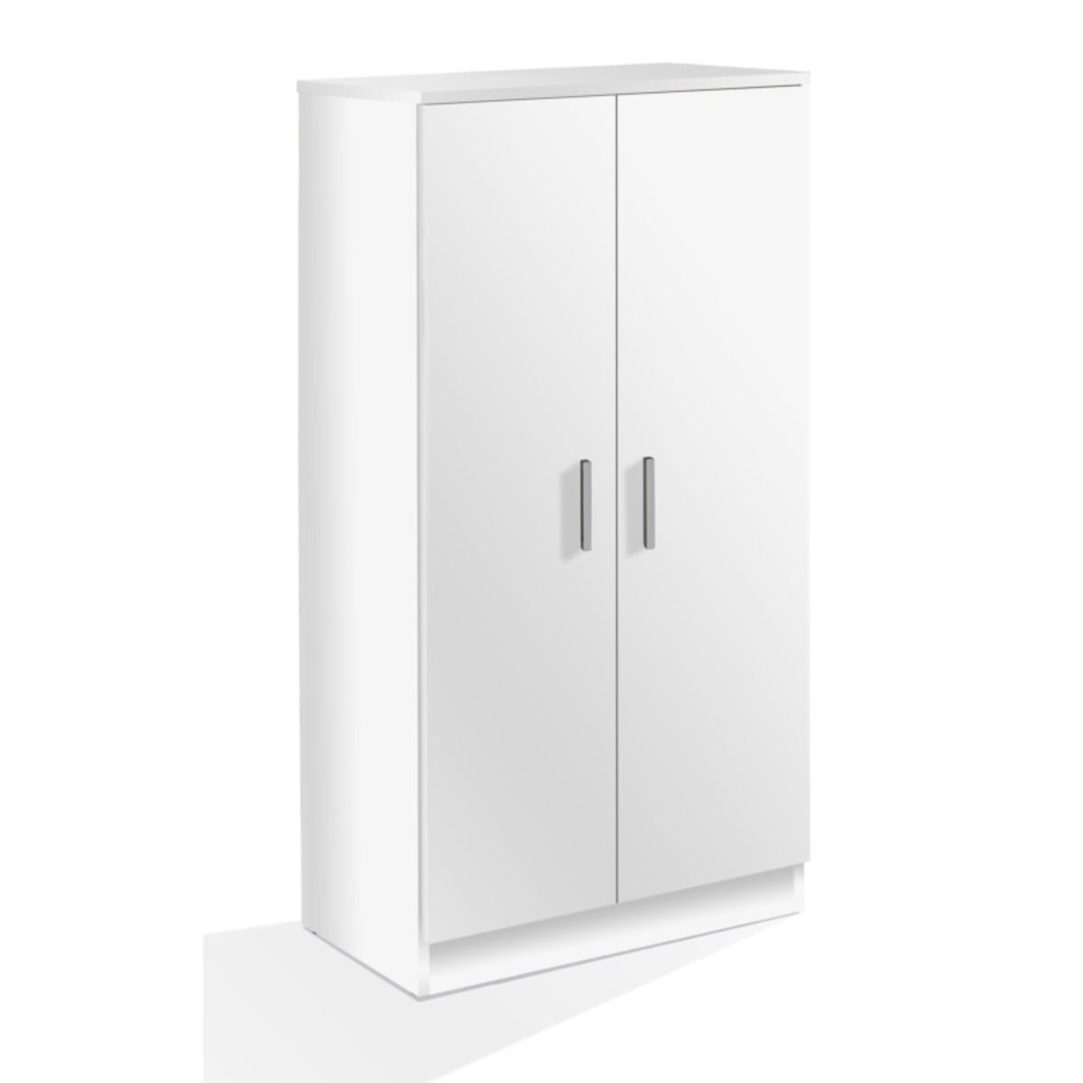 SCHUHSCHRANK 2 Türen (30 Paar) Zapateros - H108cm - Weiß, Holzwerkstoff (36/108/11.8cm) - Calicosy