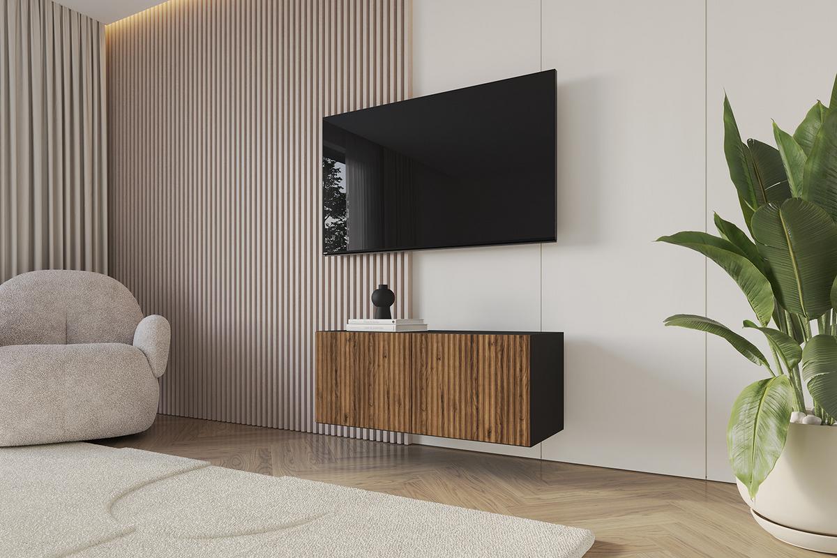 LOWBOARD NOA-2-W 100x40x40 cm - Schwarz / Katania - Eiche Wotan, Holzwerkstoff (100/40/40cm) - ALTDECOR