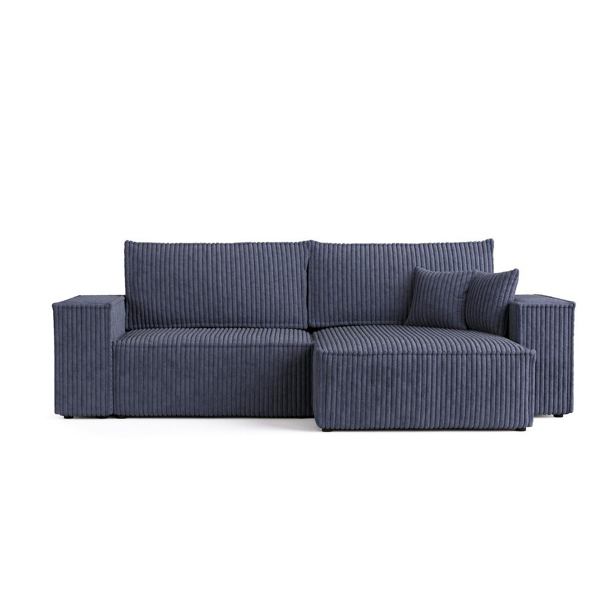 ECKSOFA CAVO mit Schlaffunktion Marineblau im Tilia Stoff - Schwarz/Dunkelblau, Holz/Holzwerkstoff (255/148cm) - AltaBeds