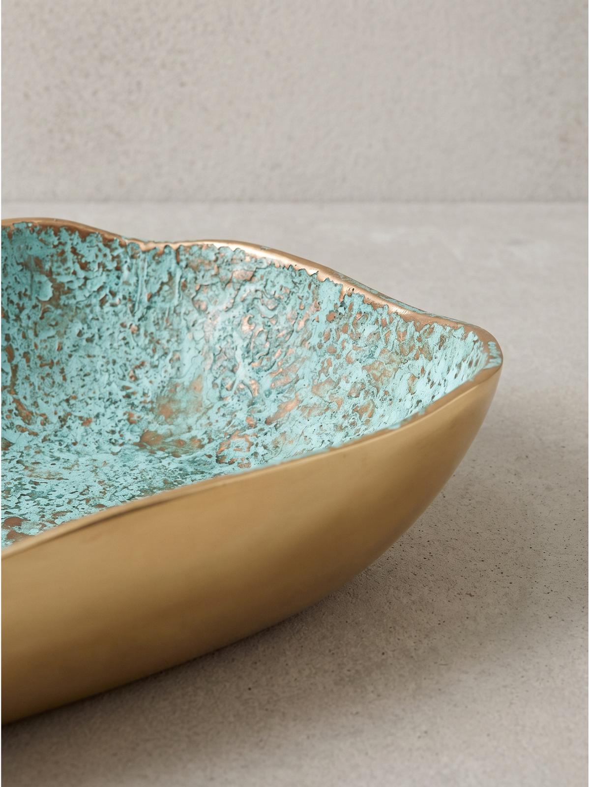 DEKOSCHALEN 2er-Set ENZ, Aluminium, Grün-Gold, 40 x 16 x 8 cm - Grün, Metall (8cm) - KADIMA DESIGN