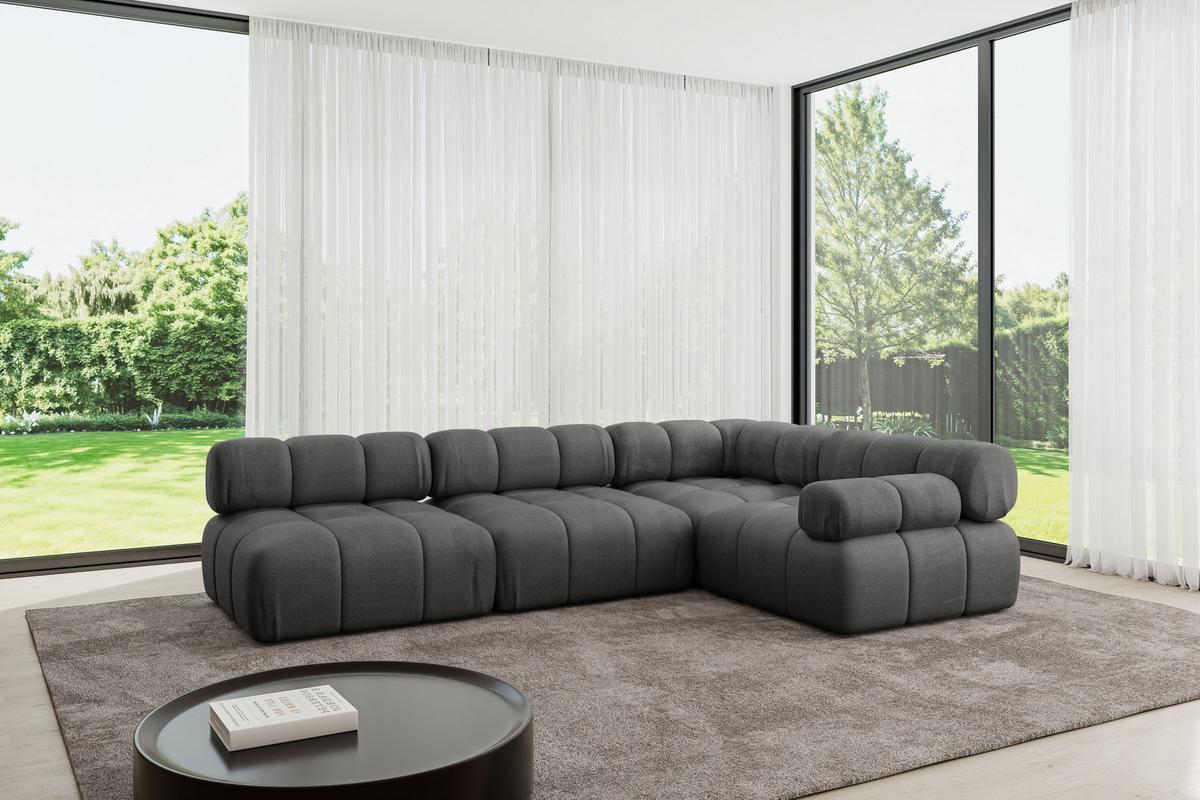 ECKSOFA modulares Sofa Mende-L2 - 285x190x70 cm Dunkelgrau Velours - Dunkelgrau, Holzwerkstoff/Textil (285/190cm) - ALTDECOR
