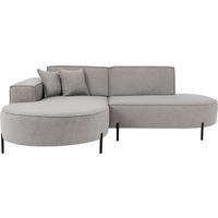 ECKSOFA Hana Loft 3-Sitzer Ecke Links, Boucle, Hellgrau 241/80/168 cm - Hellgrau/Schwarz, Textil/Metall (241/168cm) - WFL GROUP