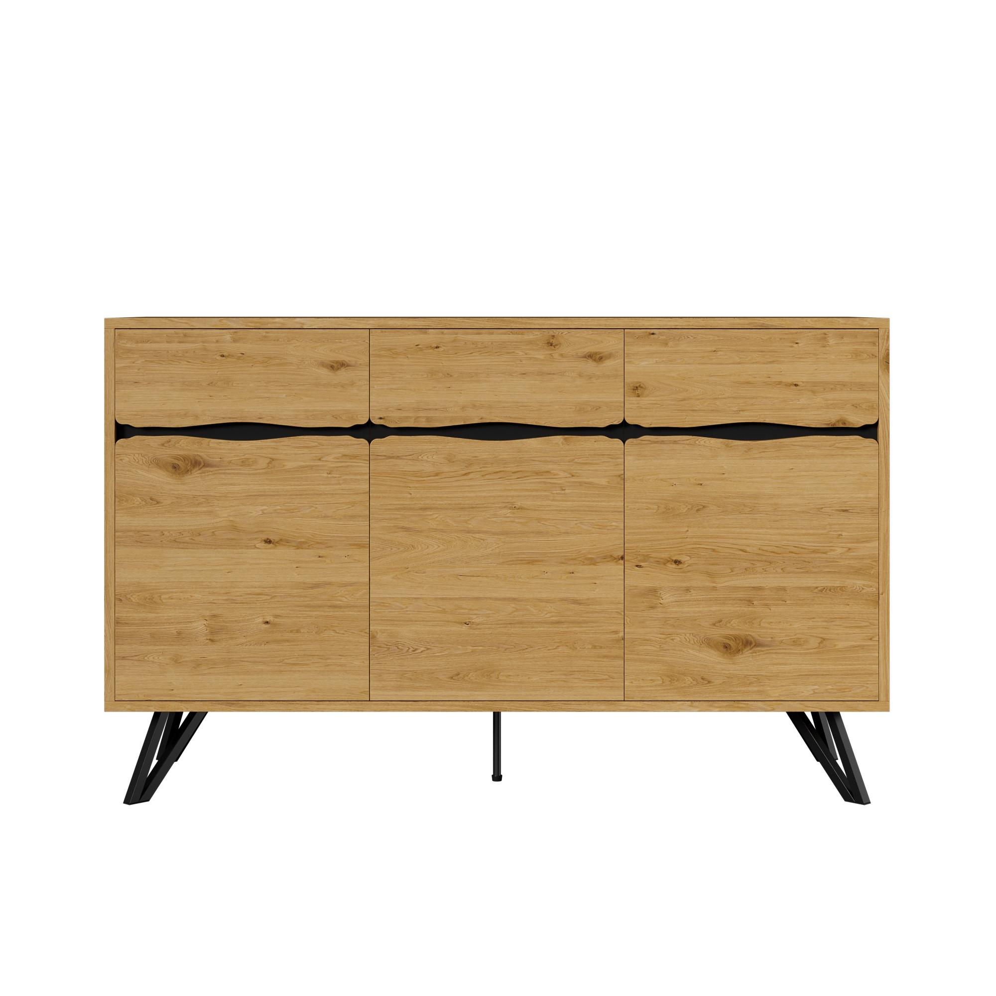 SIDEBOARD Eiche Nachbildung mit 4 Türen und Stabilem Gestell - Eichefarben, Holzwerkstoff/Metall (140/76/40cm) - Urban Meuble