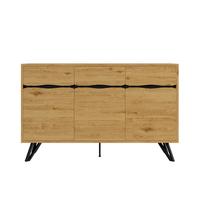 SIDEBOARD Eiche Nachbildung mit 4 Türen und Stabilem Gestell - Eichefarben, Holzwerkstoff/Metall (140/76/40cm) - Urban Meuble