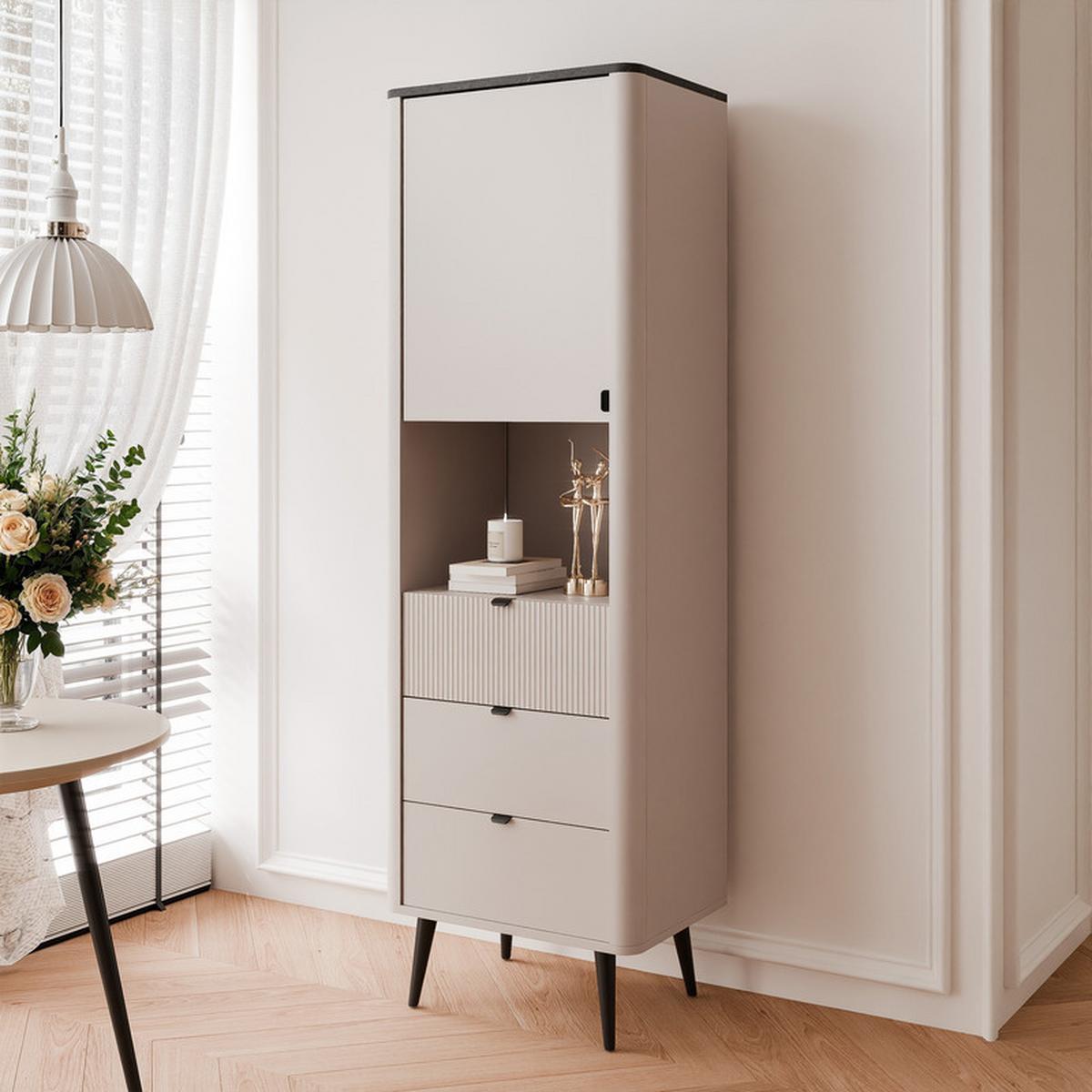 BÜCHERREGAL NAVANI 60/40/191 cm, Kaschmir / Grau - Goldfarben/Schwarz, Holzwerkstoff/Metall (60/191/40cm) - Idohome