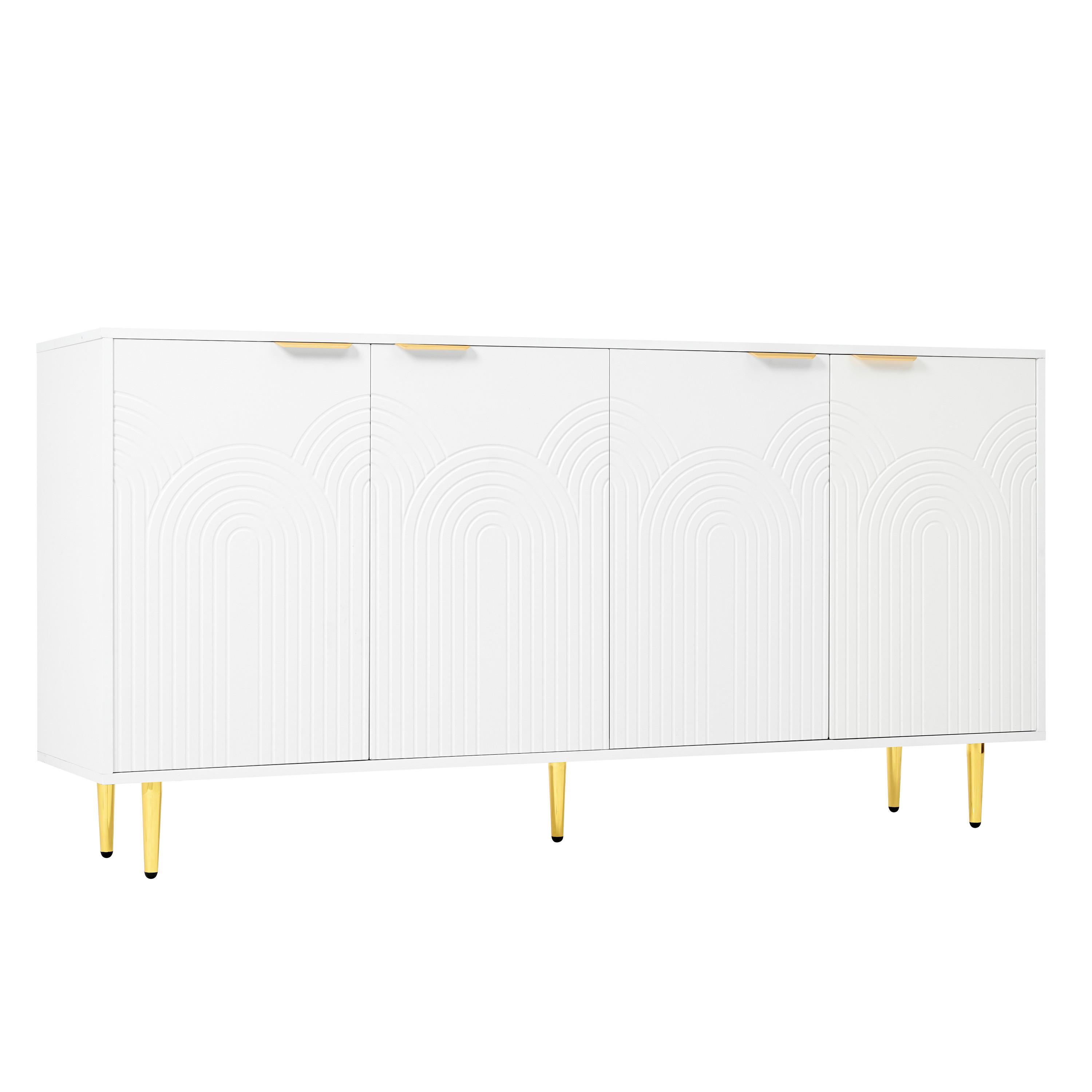 SIDEBOARD Modern mit Strukturfront, 160/40*80cm - Weiß, Holzwerkstoff (160/80/40cm) - Urban Meuble