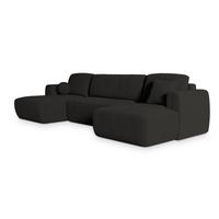 WOHNLANDSCHAFT SENTUM P Schwarz Kordstoff mit Schlaffunktion - Schwarz, Holz/Kunststoff (330/90/148cm) - MASSENO