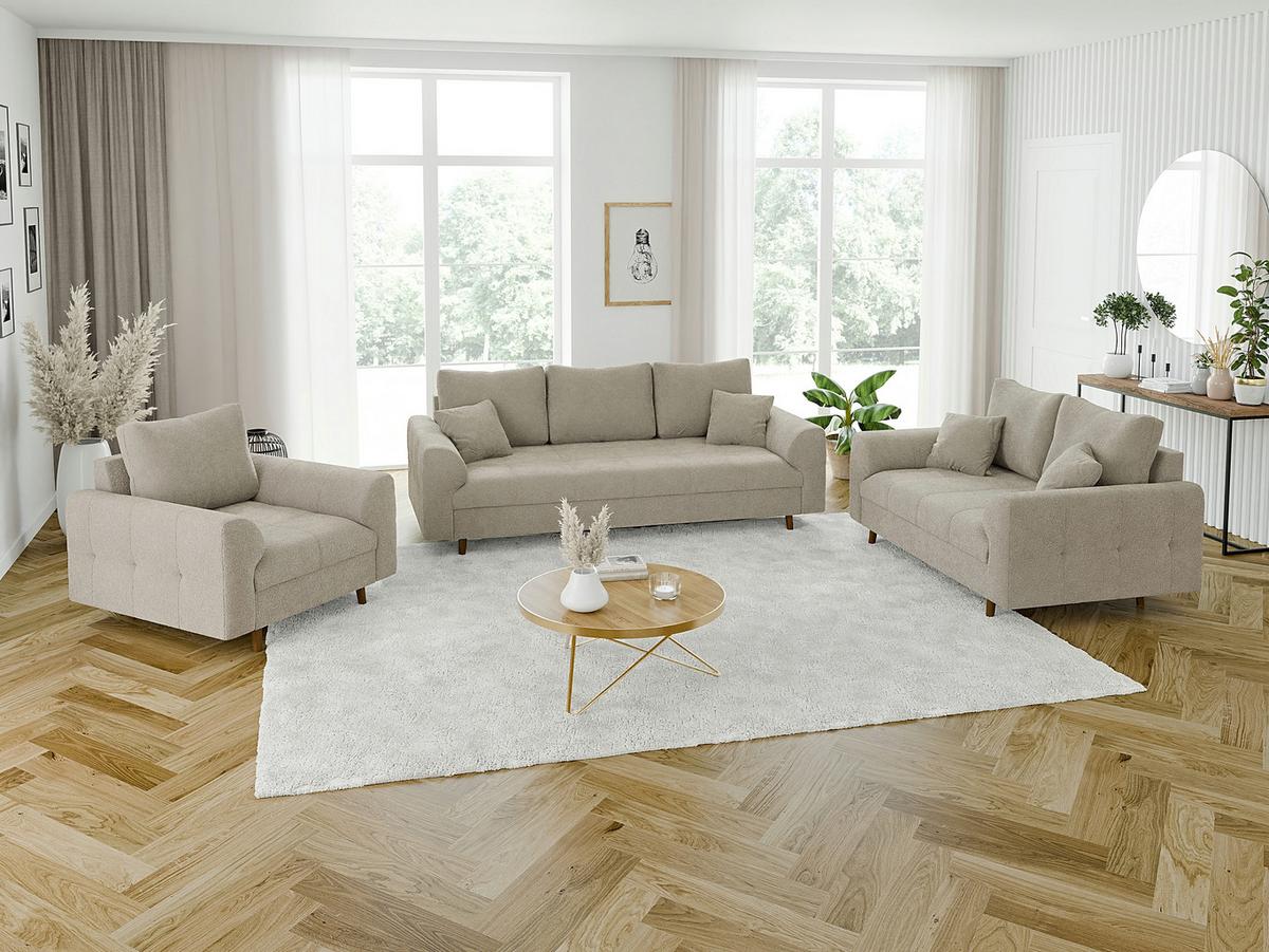 SESSEL Henrik Beige Boucle - Beige/Braun, Holz/Textil (97/81/93cm) - S-Style Möbel