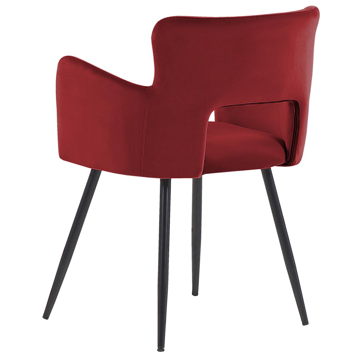 ESSZIMMERSTUHL 2er-Set Samtstoff Rot Sanilac - Rot, Textil/Metall (52/75/44cm) - Beliani