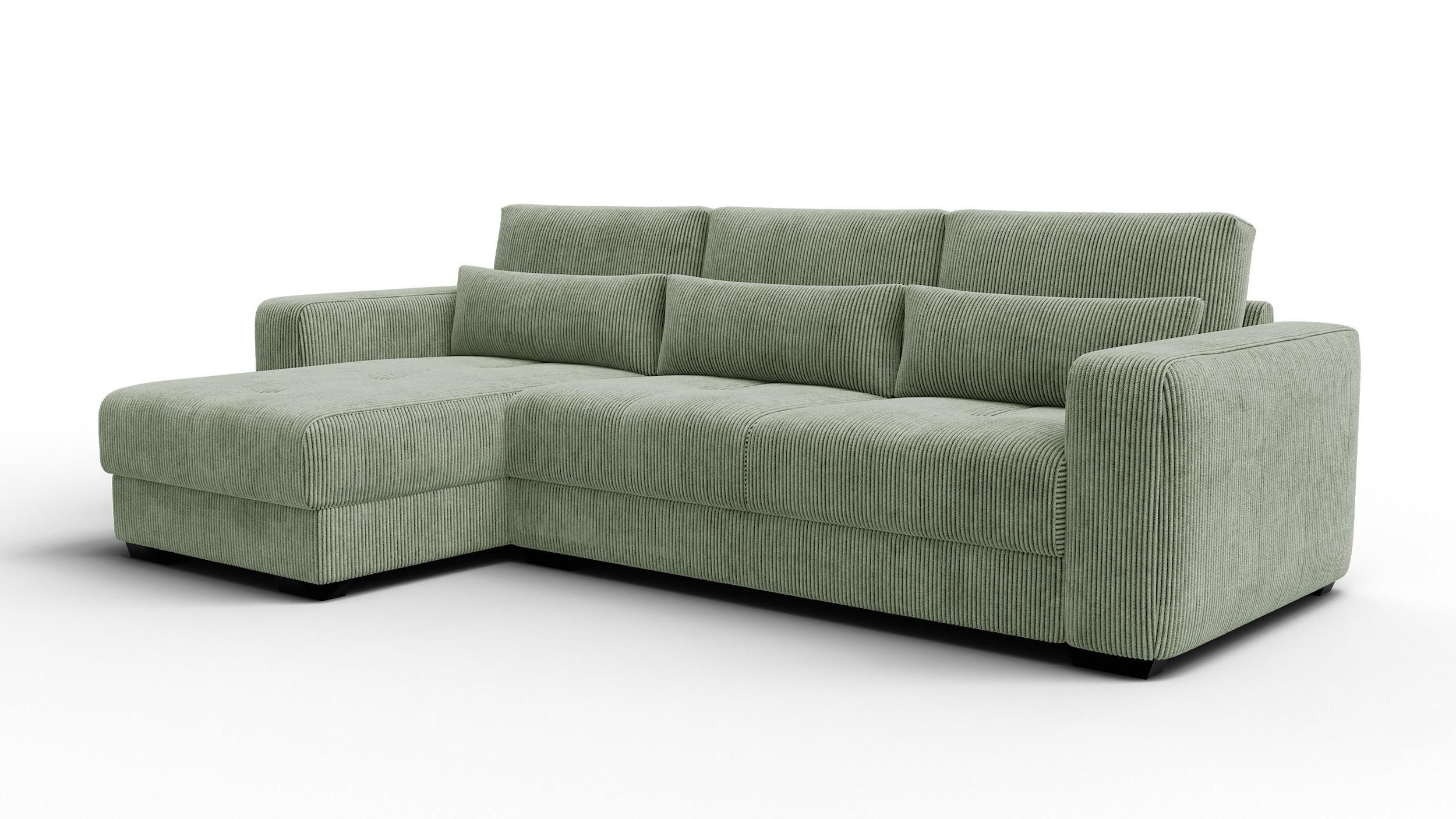 ECKSOFA OLI 4-Sitzer links, salbeigrün - Salbeigrün, Holz/Textil (295/172cm) - Wozimo